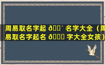 周易取名字起 🐴 名字大全（周易取名字起名 🐎 字大全女孩）